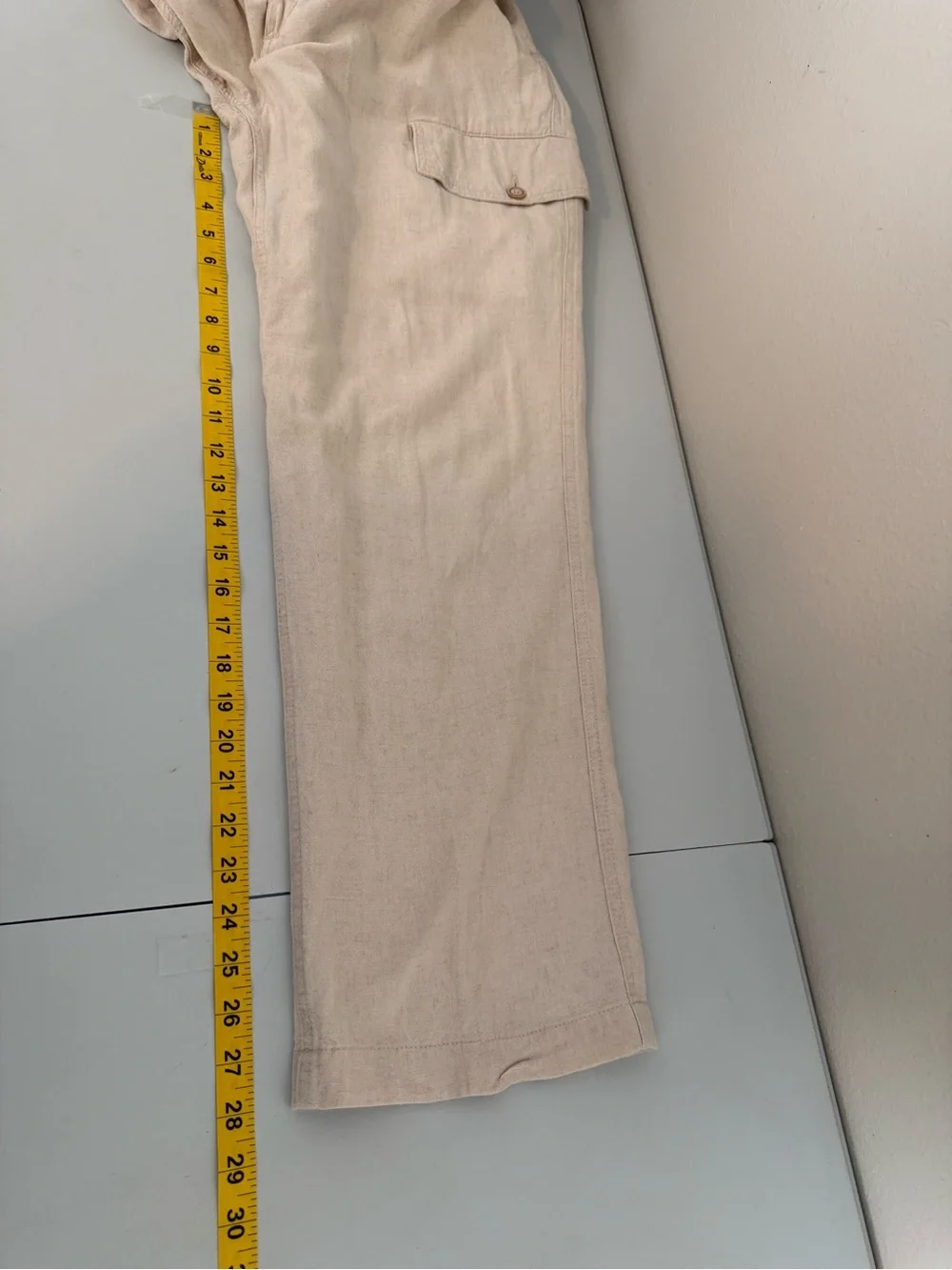 Roundtree & Yorke Linen Blend Mens Cargo Pants Costal Beachy Neutral